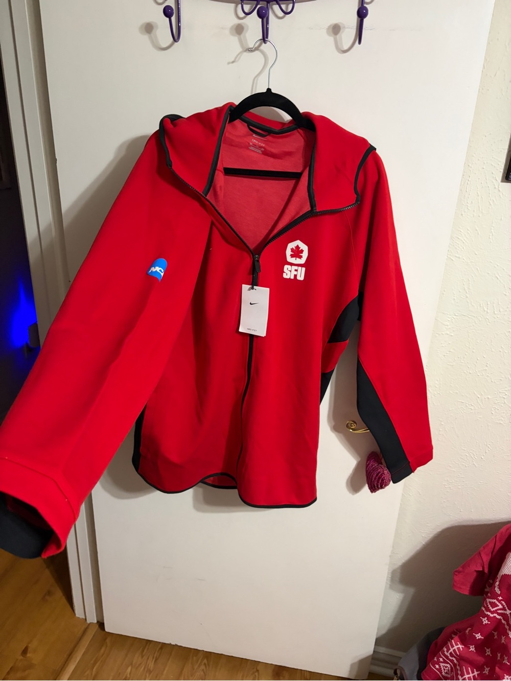 💜 XXL Nike Red & Black SFU Hooded Zip Jacket for Men Dri-Fit  NWT